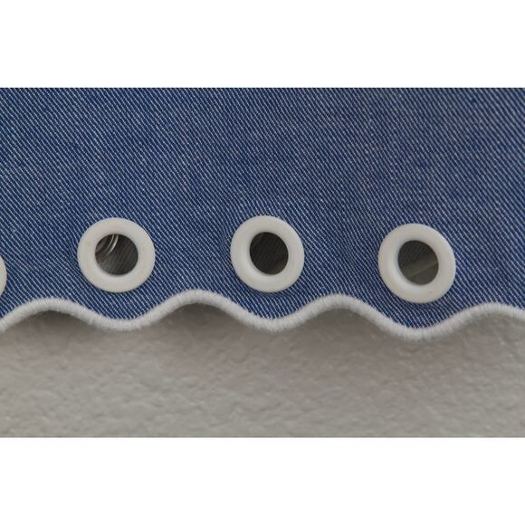 J. Crew Blue Cotton Chambray Scalloped Top With Grommets. Women's Size 0 - Picture 5 of 7